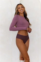 BASE  Errands All Day Long Sleeve Crop Top Mauve