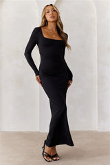 BASE Embrace Shape Long Sleeve Maxi Dress Black