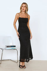 Elevated Status Embellished Mesh Maxi Dress Black