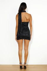 Glamourpuss Sequin Mini Dress Black