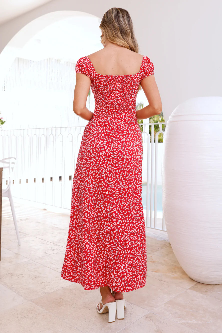 Wild Petal Maxi Dress Red