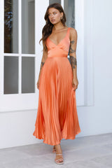 Dream Whispers Pleated Maxi Dress Orange