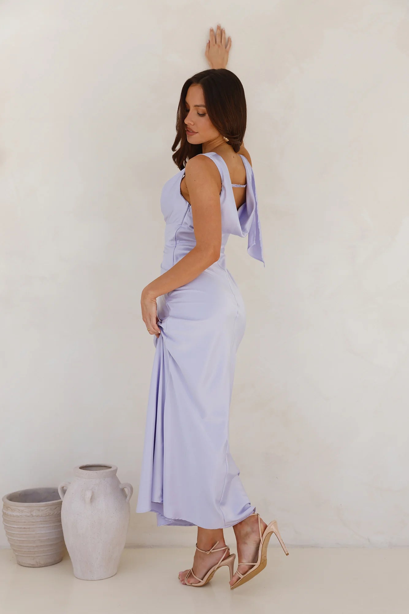 Anastasia Satin Maxi Dress Lilac