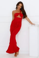 Beachside Fiesta One Shoulder Maxi Dress Red