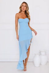Attraction Style Strapless Maxi Dress Blue