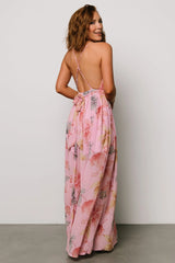 Suvi Open Back Maxi Dress | Pink Print