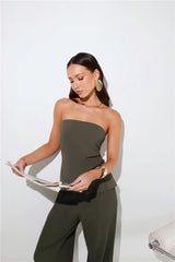 Core Cut Tailored Strapless Top Khaki