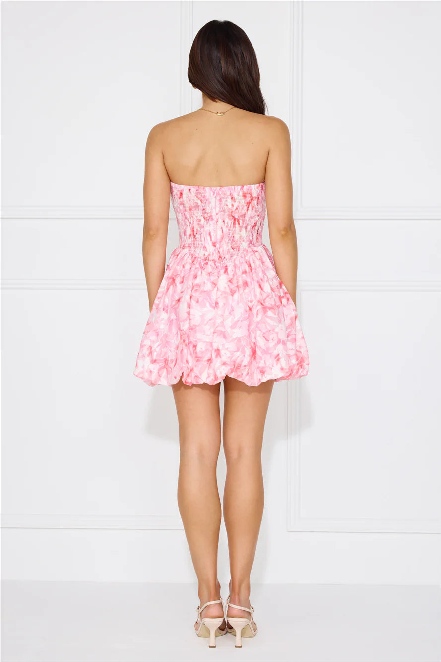 Twirl and Tease Strapless Bubble Mini Dress Pink