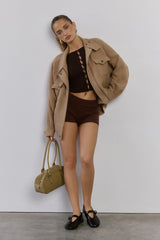 Frosted Nights Ribbed Long Sleeve Top Brown