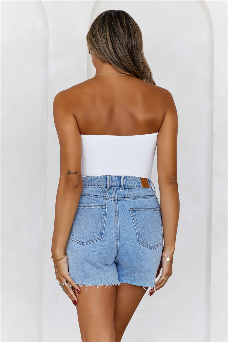 BASE  Longline Strapless Bandeau Top White