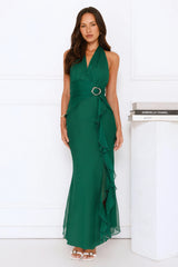 Follow The Stars Halter Maxi Dress Green