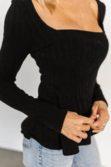 Murphy Square Neck Top | Black