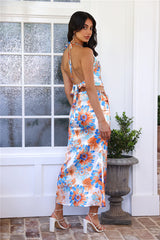 Exotic Vibrance Satin Maxi Skirt Orange