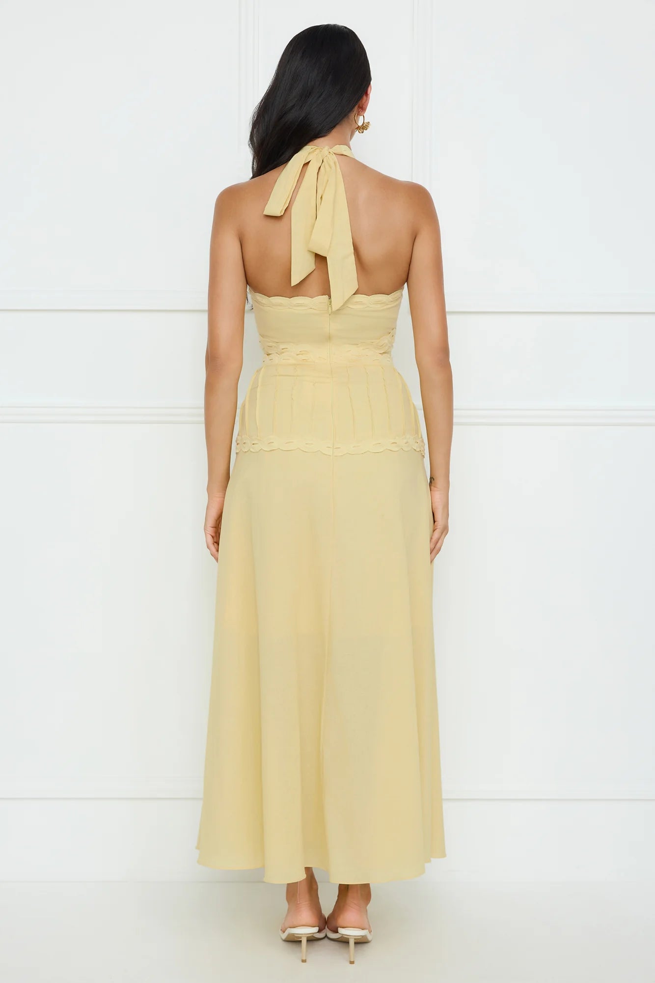 Tropical Honey Halter Maxi Dress Yellow