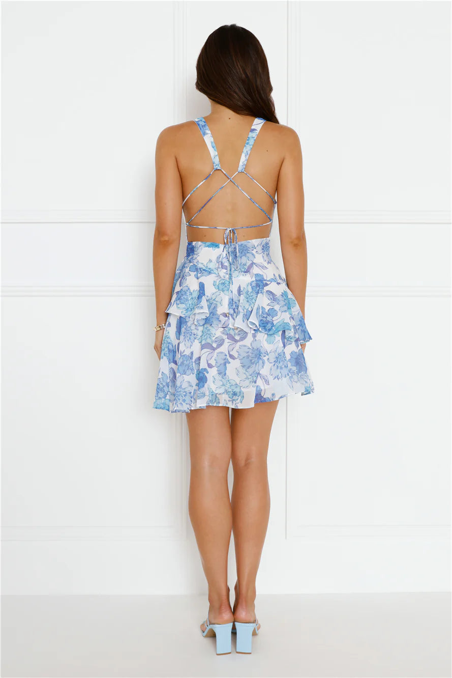 Fabulous In The Spring Mini Dress Blue