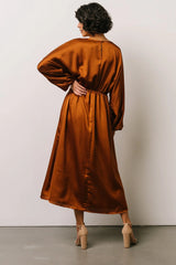 Balta Satin Midi Dress | Bronze