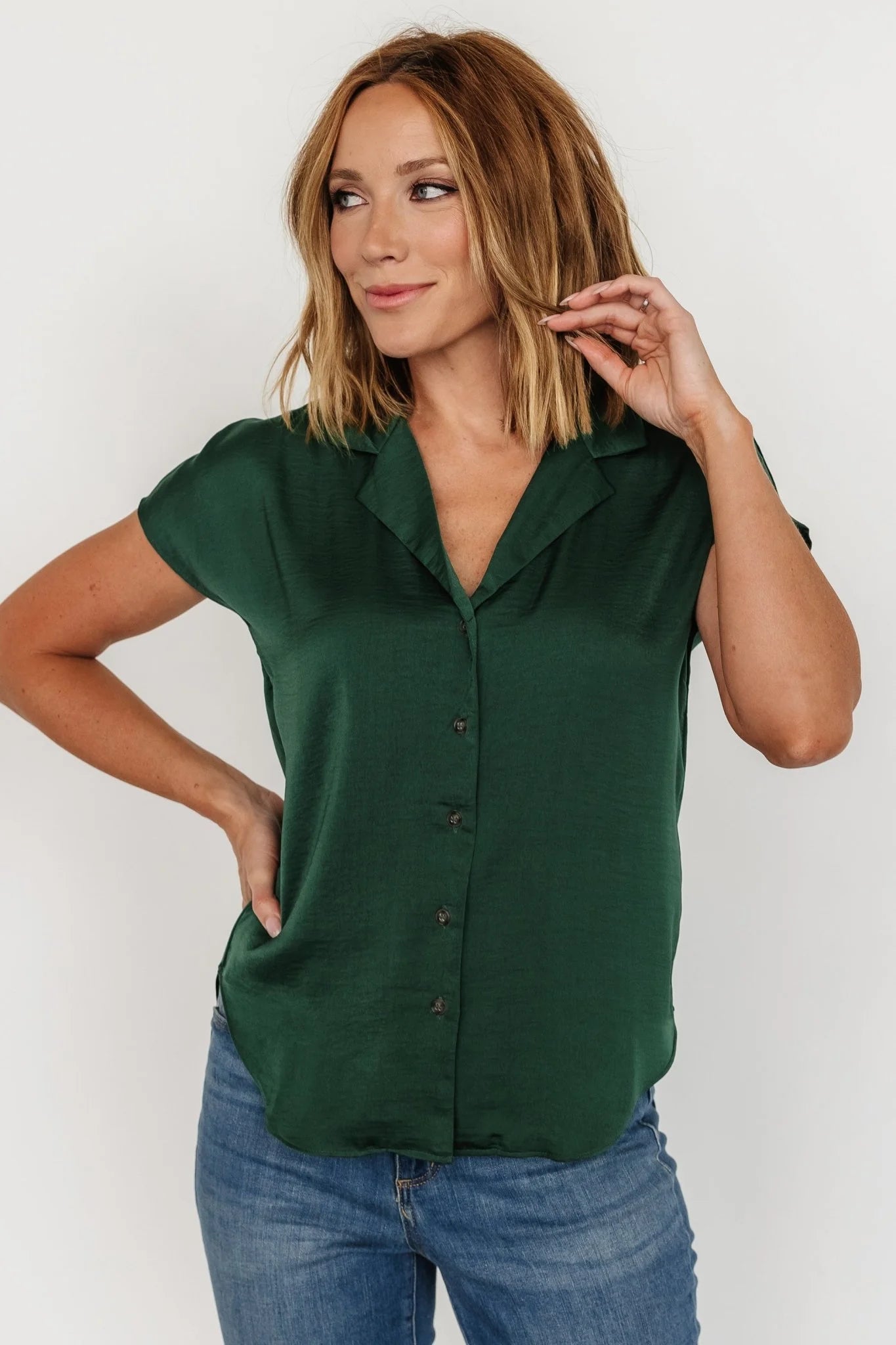 Corey Button Top | Hunter Green