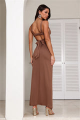 Enter The Party Maxi Dress Chocolate