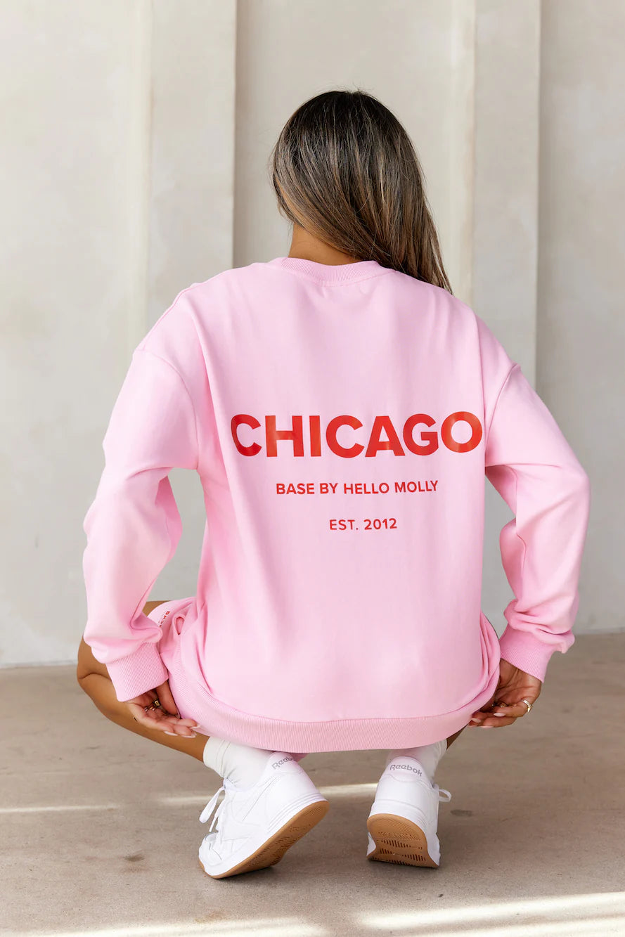 BASE Round Neck Chicago Sweatshirt Pink