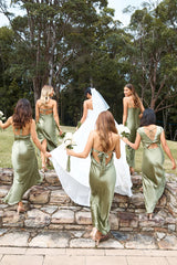 The Madeline Cowl Satin Maxi Dress Olive