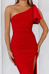 Event Season Ready One Shoulder Midi Dress Red