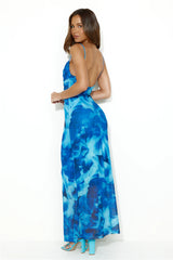 Design Worthy Mesh Maxi Dress Blue