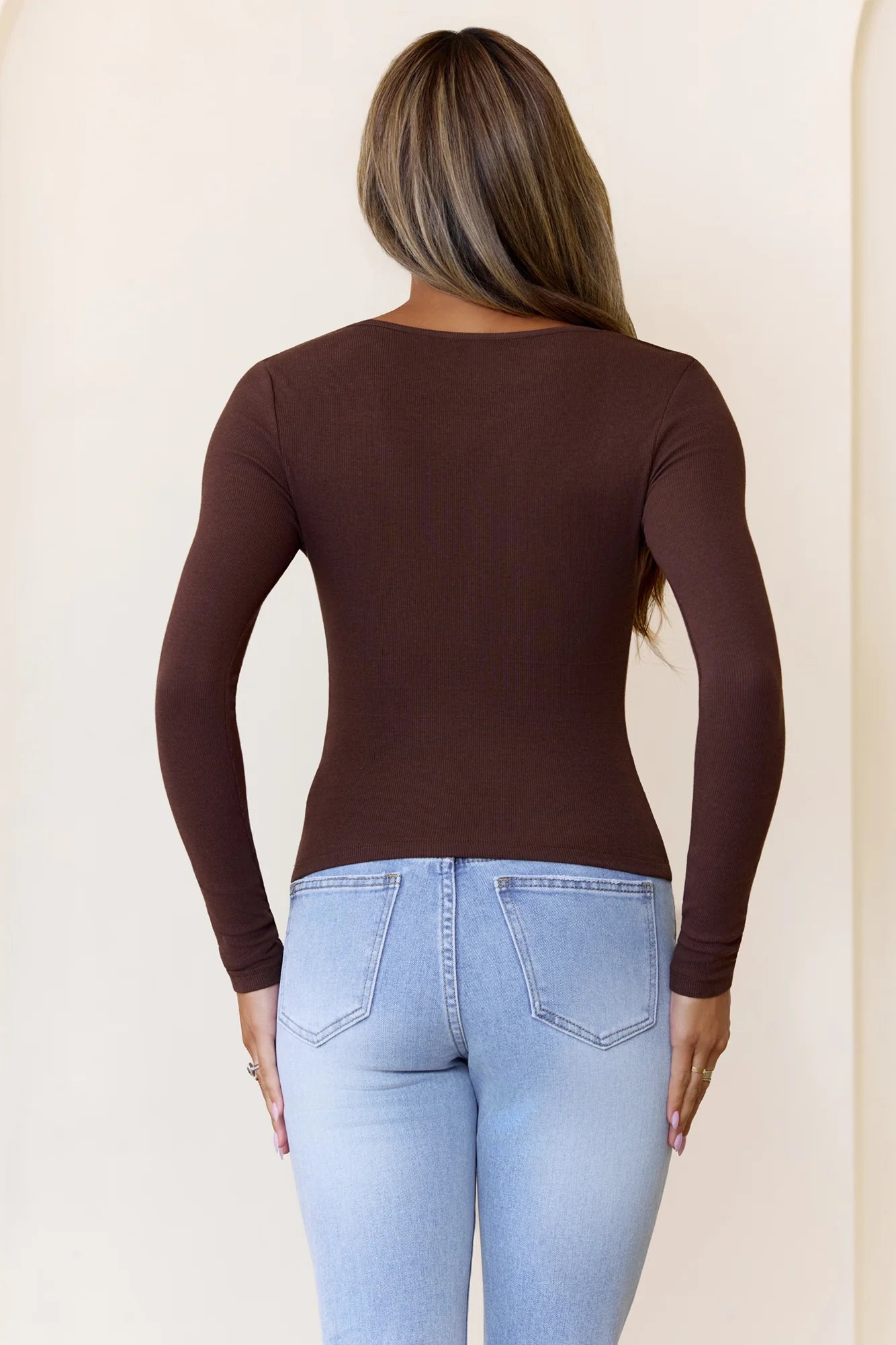BASE Luxe Rib Wear Now Long Sleeve Top Chocolate