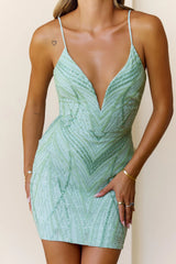 Twirl In Lights Sequin Mini Dress Sage
