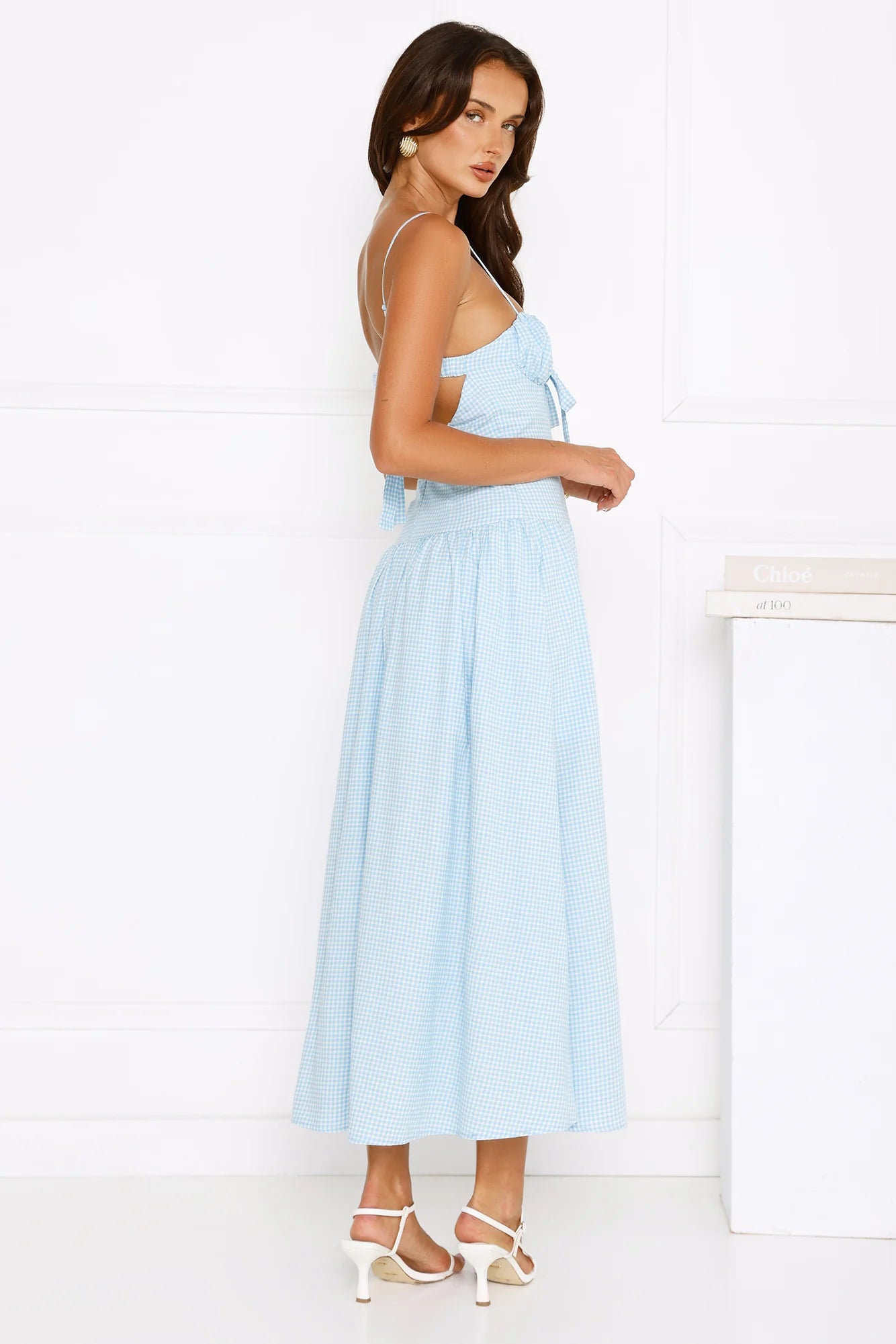 Capturing Style Gingham Midi Dress Blue