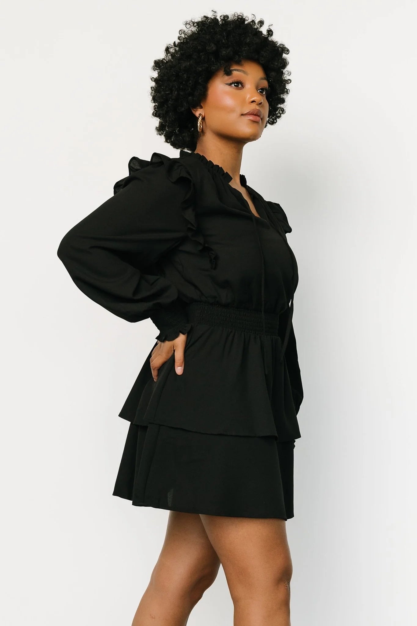 Maylee Tiered Short Dress | Black