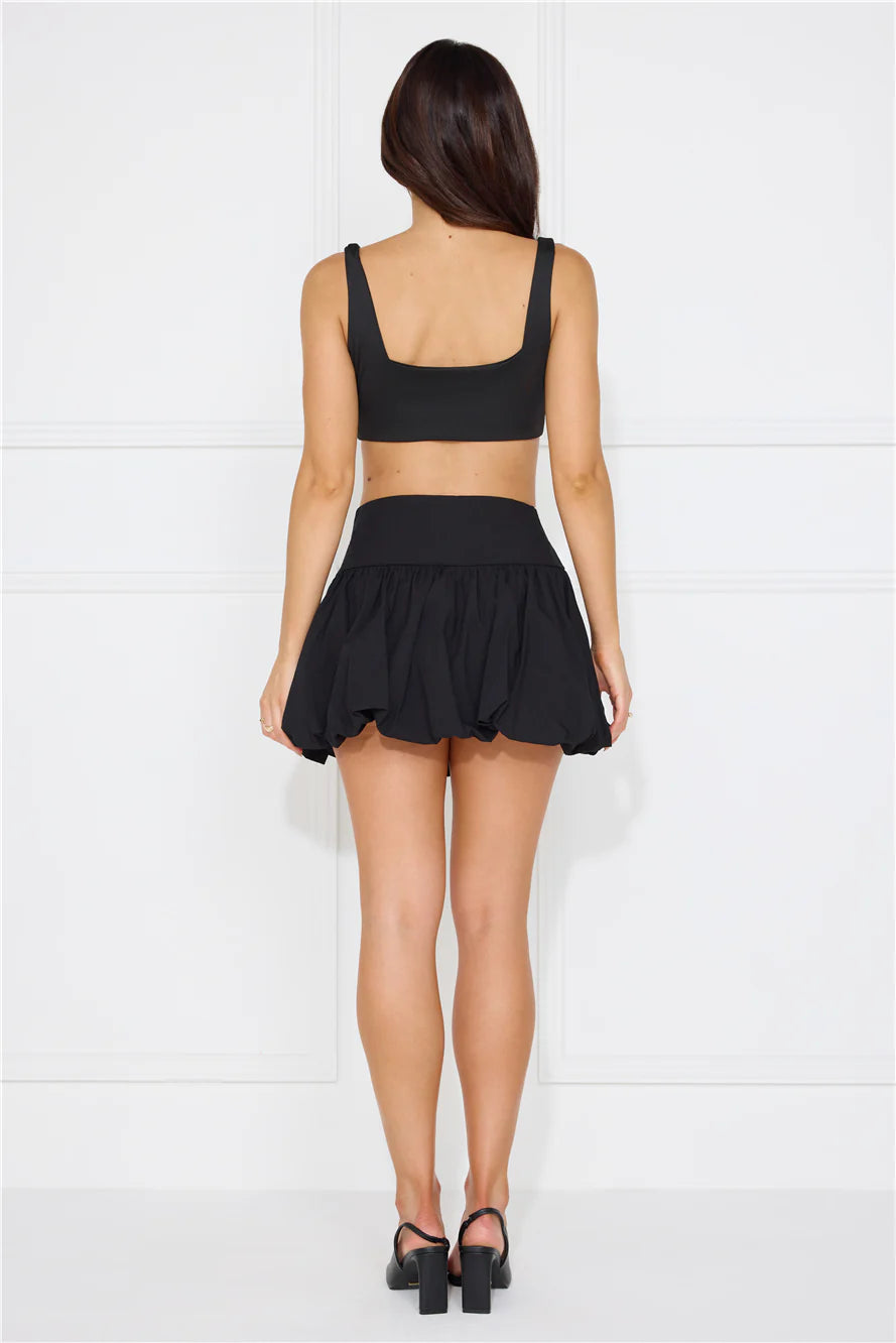 Cityscape Mid Rise Bubble Mini Skirt Black