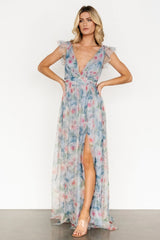 Carmine Maxi Dress | Dusty Blue Floral