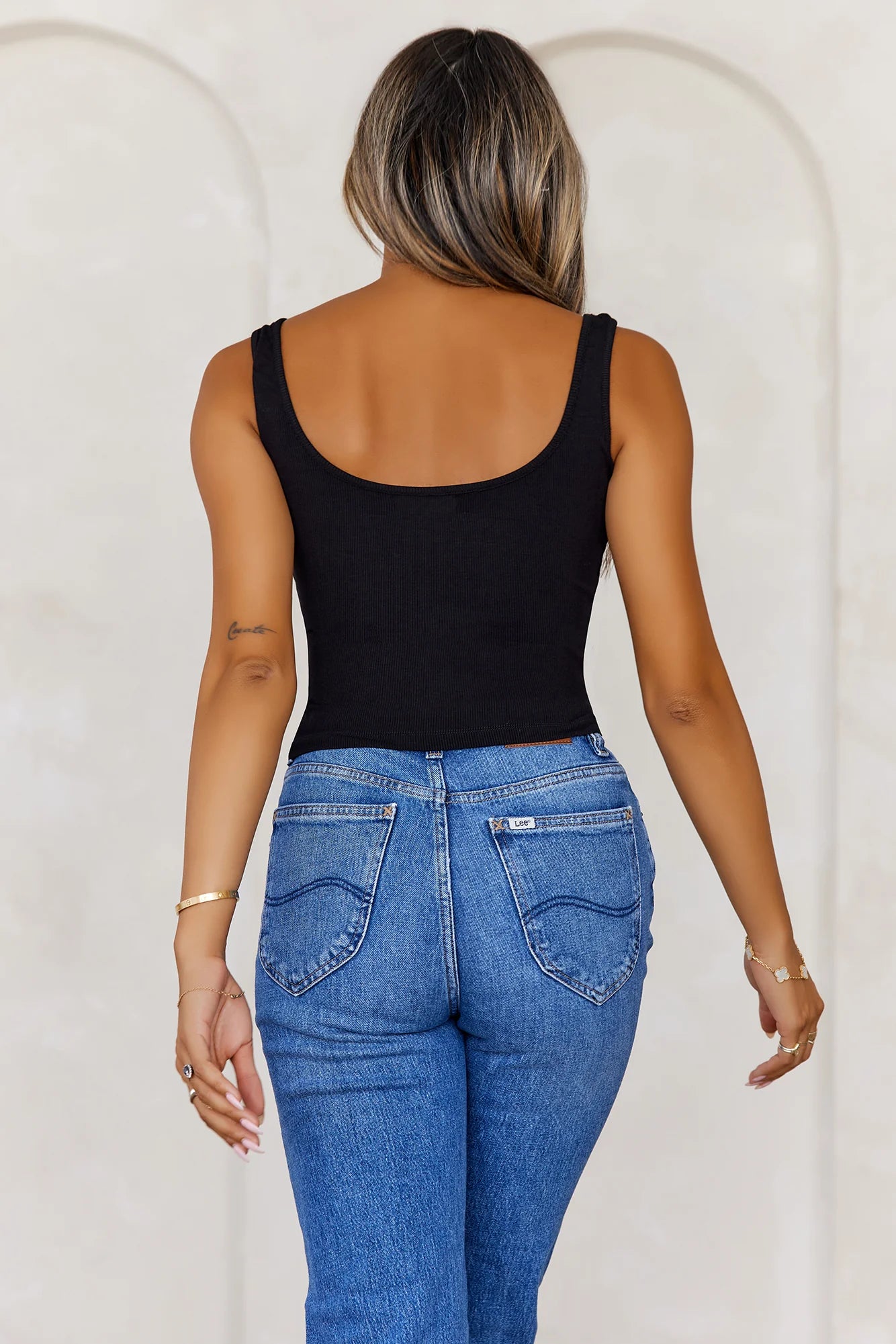 BASE Everyday Staple Ribbed Singlet Top Black