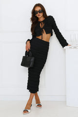 Whimsical Whirls Long Sleeve Top Black