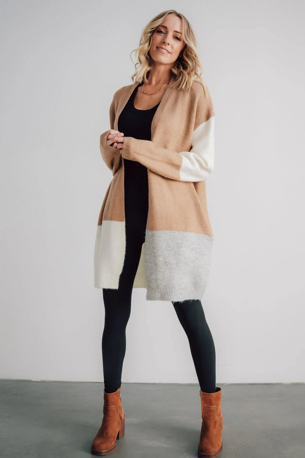 Pierson Color Block Cardigan | Camel