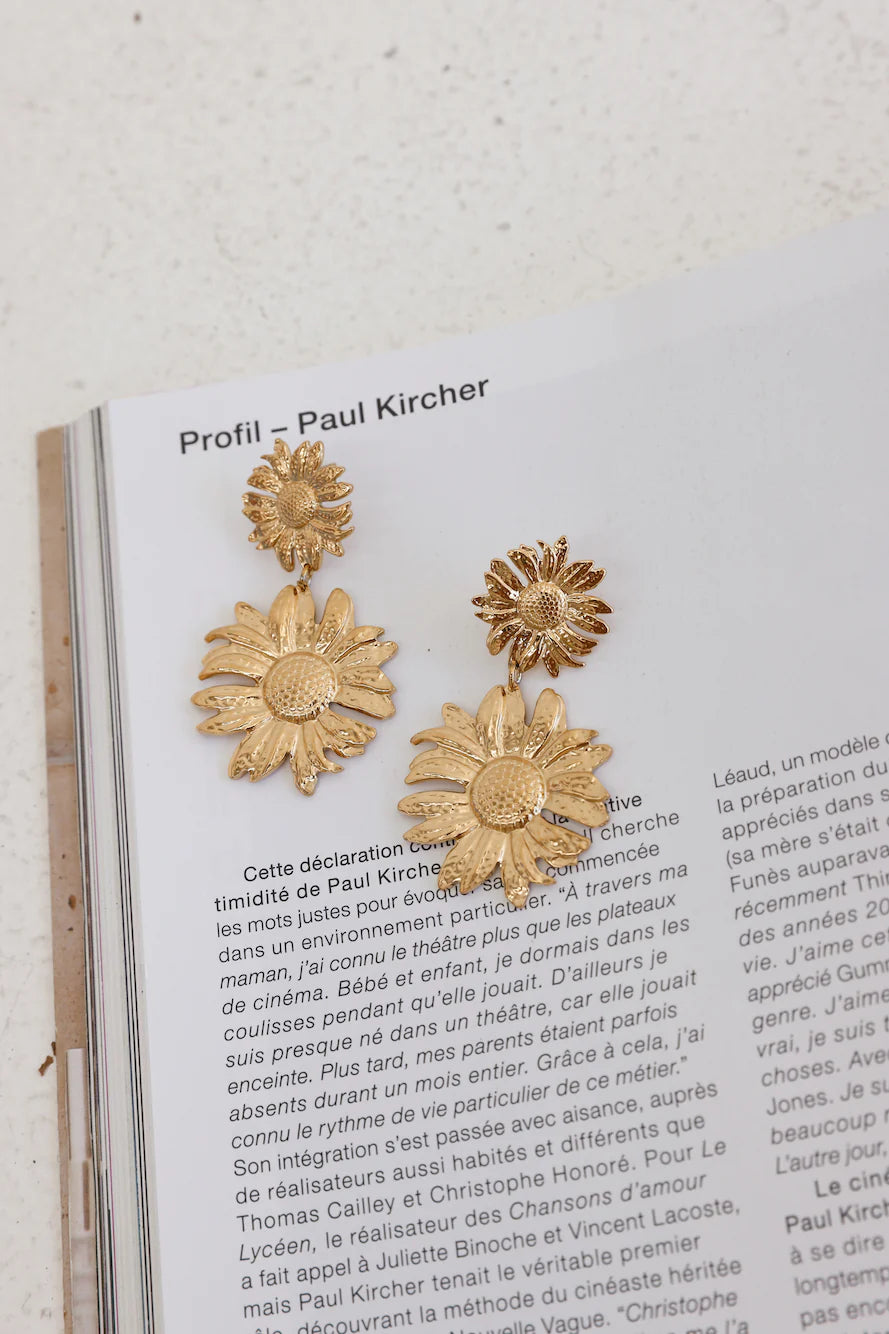 18k Gold Plated Sunflower Haven Earrings Gold