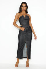 Always The Trendsetter Denim Crop Top Black
