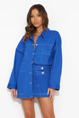 Walking Out Mini Skirt Blue