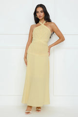 Tropical Honey Halter Maxi Dress Yellow
