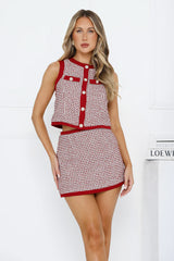 City Breeze Tweed Mini Skirt Burgundy