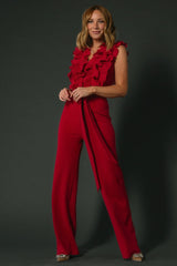 Tyra Ruffle Tank Jumpsuit | Burgundy