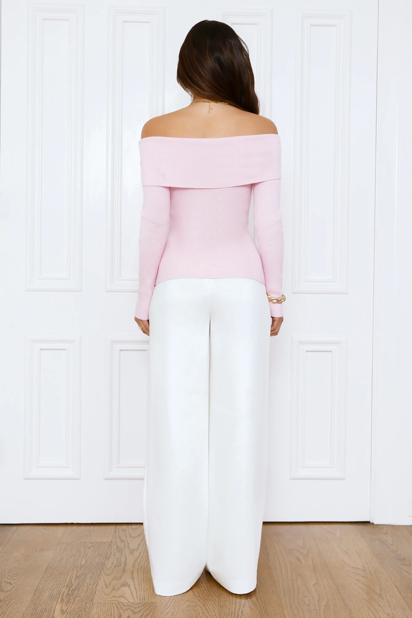 Dreamwave Off Shoulder Knit Top Pink