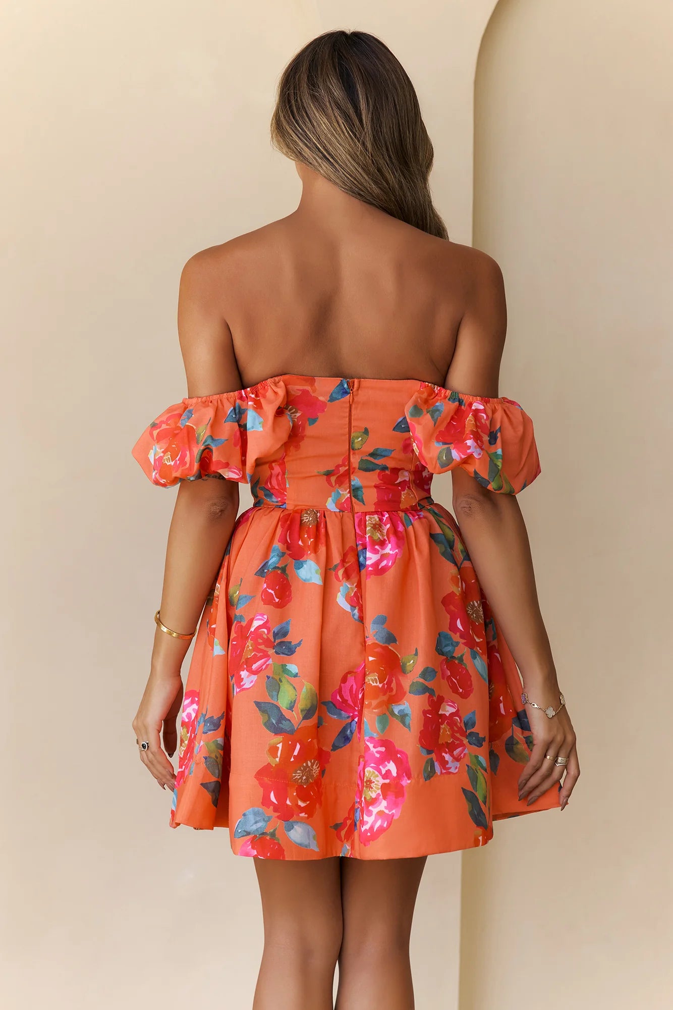 Velvet Rosé Off Shoulder Mini Dress Floral