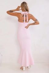 Good Conversation Halter Maxi Dress Pink