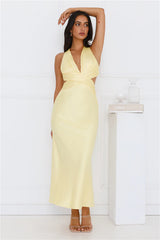 Dress Code Satin Maxi Dress Yellow