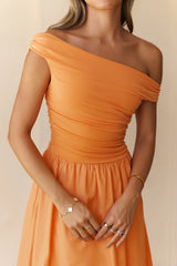 Camellia Charm Off Shoulder Maxi Dress Orange