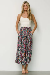 Reilly Maxi Skirt | Navy Flower Print