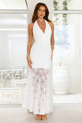 Enchanted Romance Halter Lace Maxi Dress White