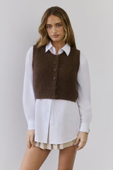 Cosy Cabin Knit Vest Brown