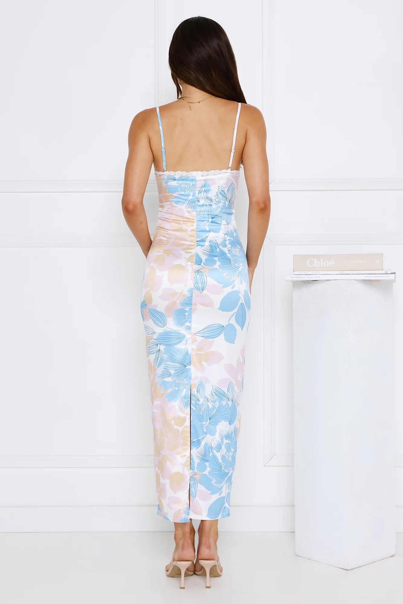 Twilight Reverie Satin Midi Dress Blue